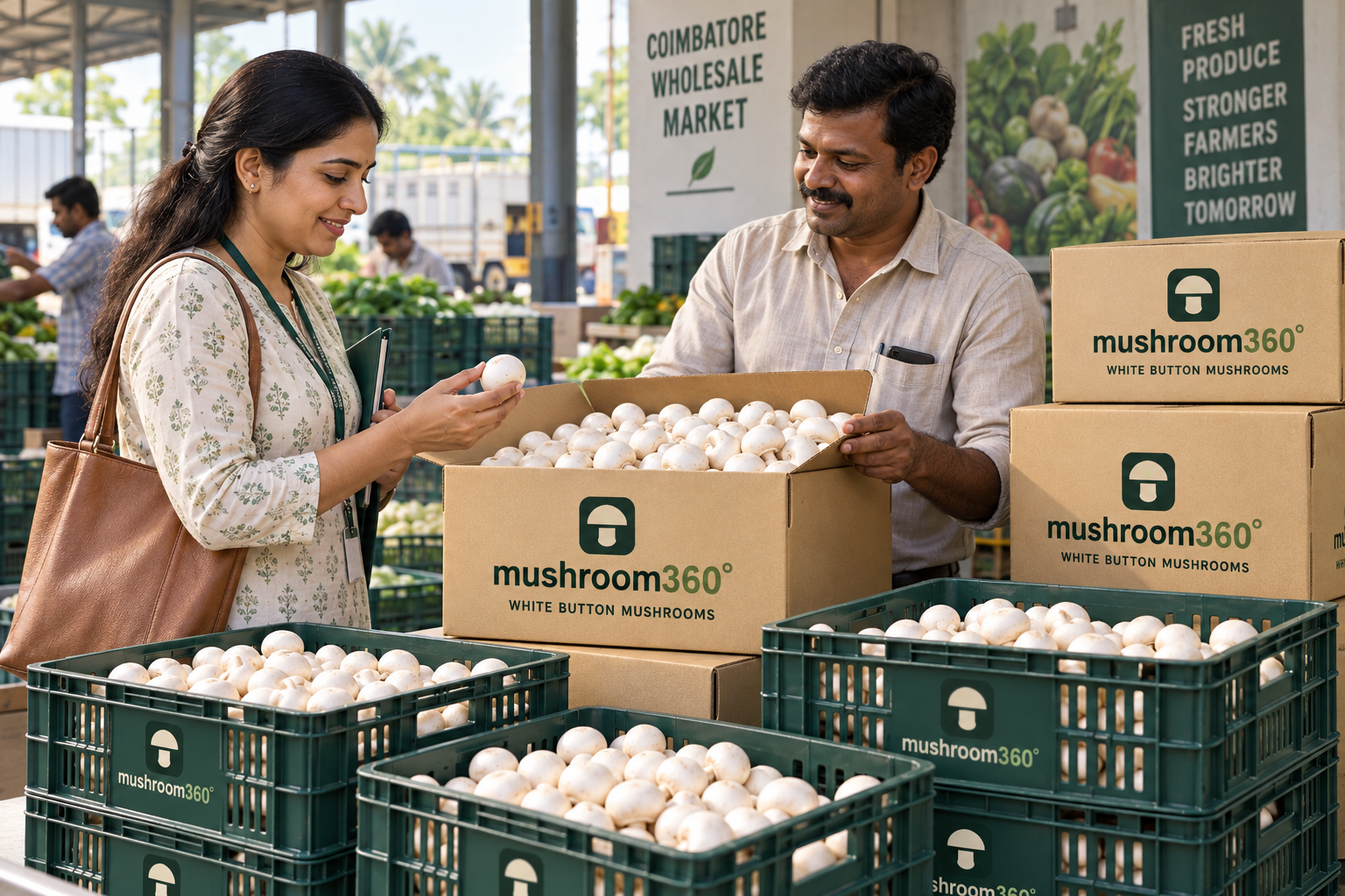 Concept bulk button mushroom packs with Indian buyers