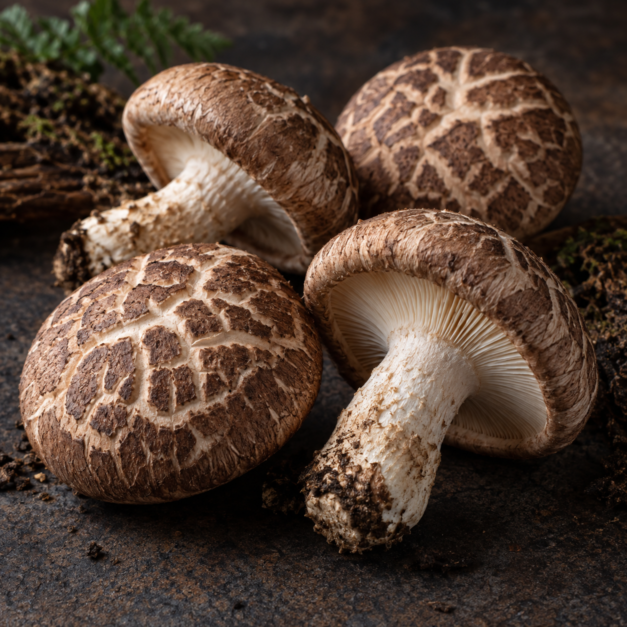 Shiitake mushrooms with brown caps